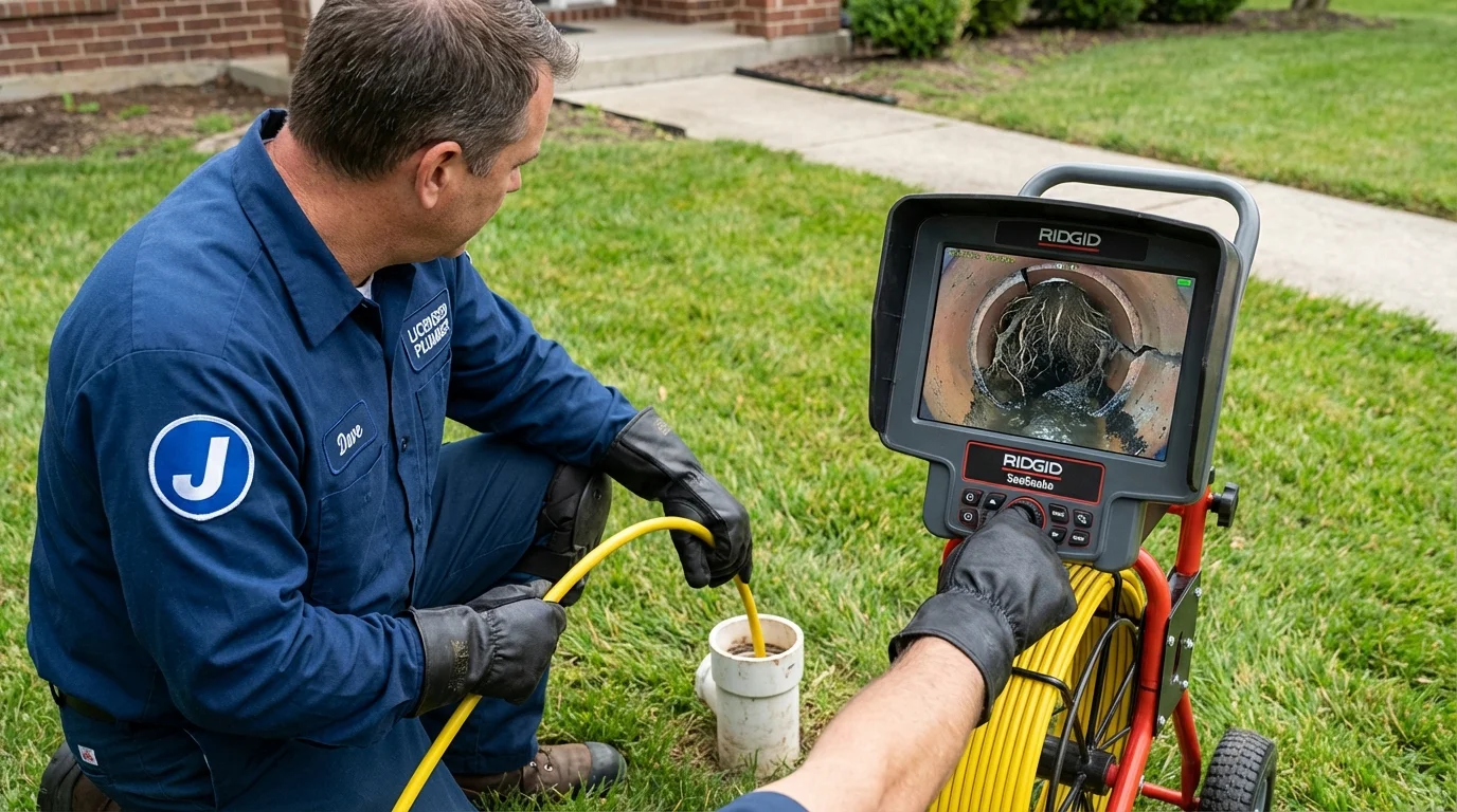 Sewer camera inspection being performed by Johns Plumbing LLC in New Stanton